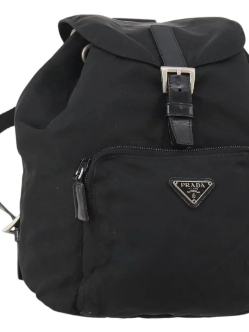 PRADA Backpack Nylon Black Silver Auth 183221